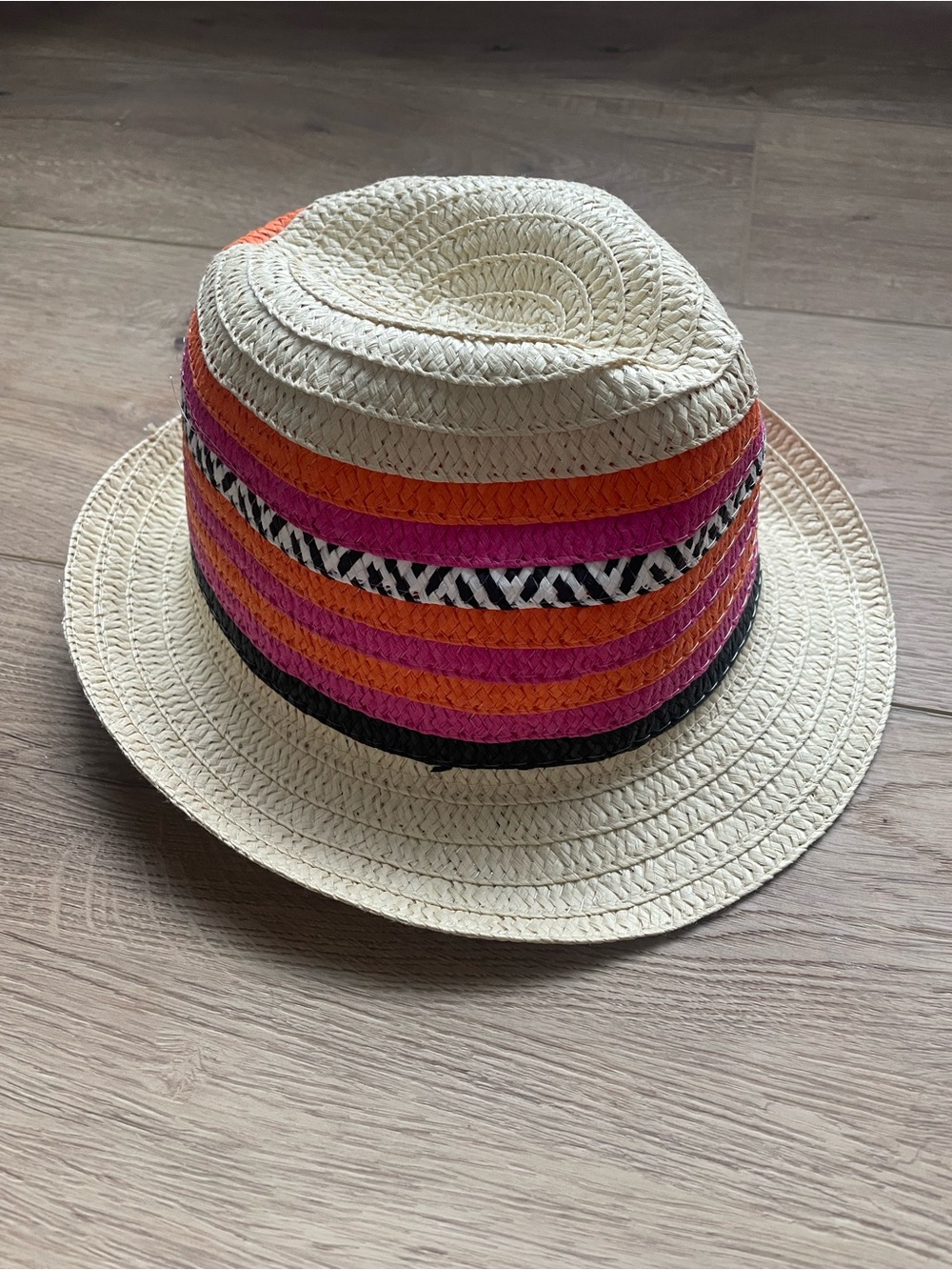 Pink and Orange striped fedora-Summer hat!